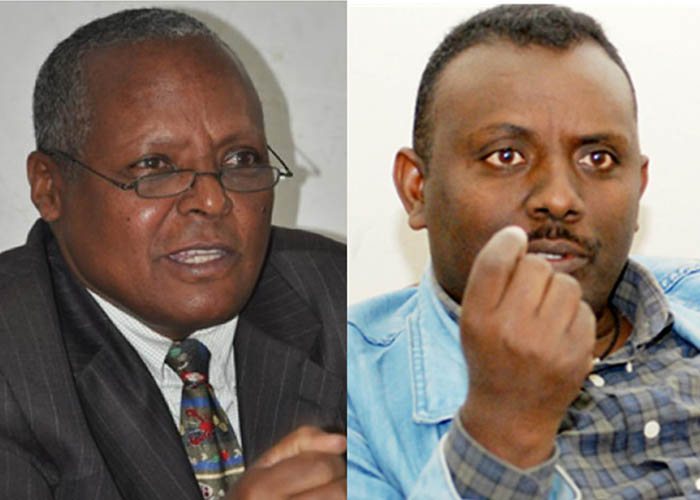 Dr. Merera Gudan and Girma Seifu. ዶ/ር መረራ ጉዲና (በግራ) እና አቶ ግርማ ሰይፉ (በቀኝ)