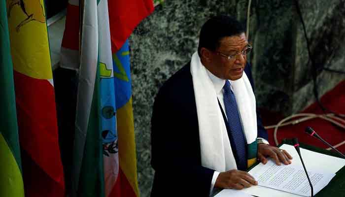 Ethiopian president Mulatu Teshome addresses members of the Ethiopian Parliament.
